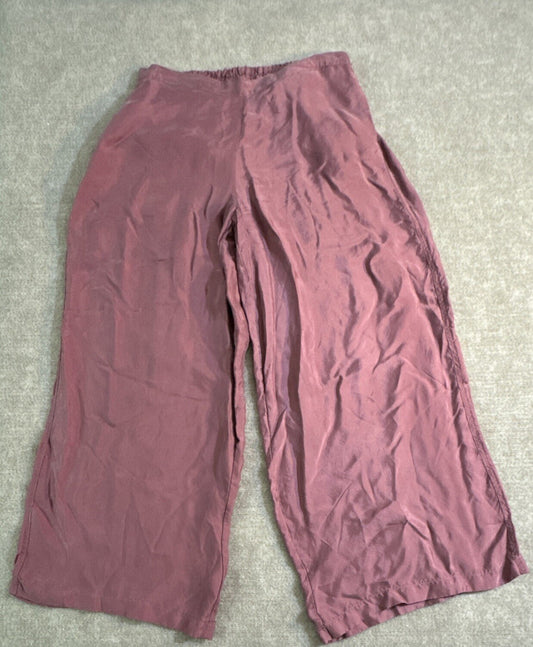 Athleta Pants Women Lg Calm Cool Pant Wide Leg Elastic Waist Mauve Silky Lounge