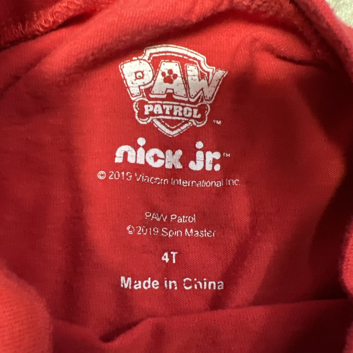 Paw Patrol Nick Jr 4T tshirt  Red Cotton Polyester Short Sleeve