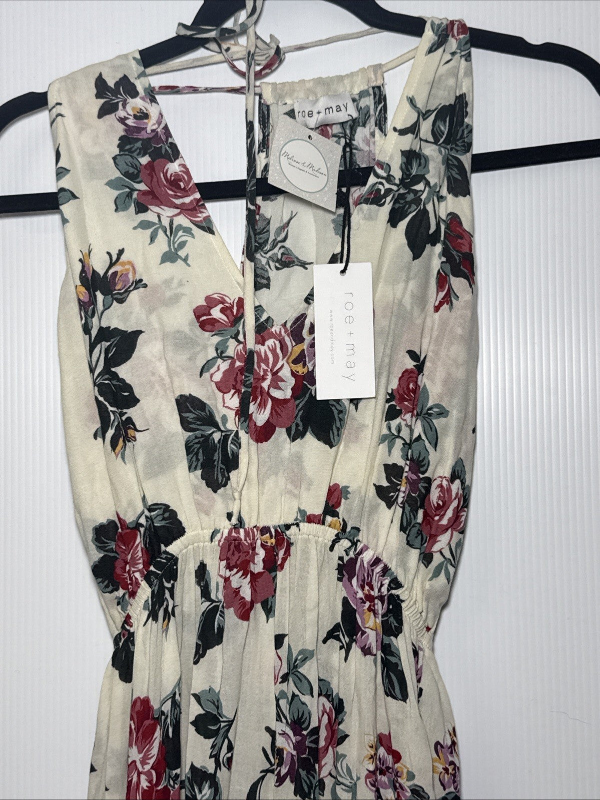 Roe & May NWT Bright Floral Open Tie Back Wide Leg Jumpsuit Garden Party