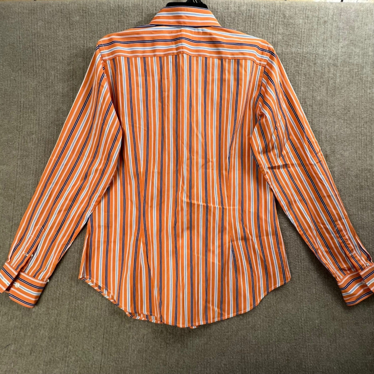 Y2K Ralph Lauren Sport Striped Orange Blue Button Up Shirt Womens 14