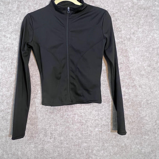 Unbranded Zip Up Performance Jacket Women S Black Athletic Yoga Gym Core