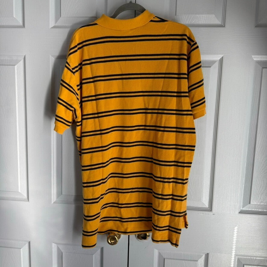 Vintage Polo Ralph Lauren XXL Polo Shirt Yellow Blue Stripe Green Pony