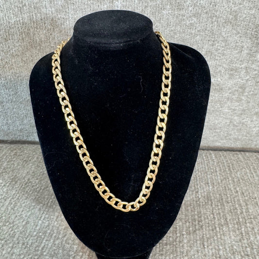 Vintage Gold Tone Chunky Curb Chain Necklace Layering Minimalist Classic