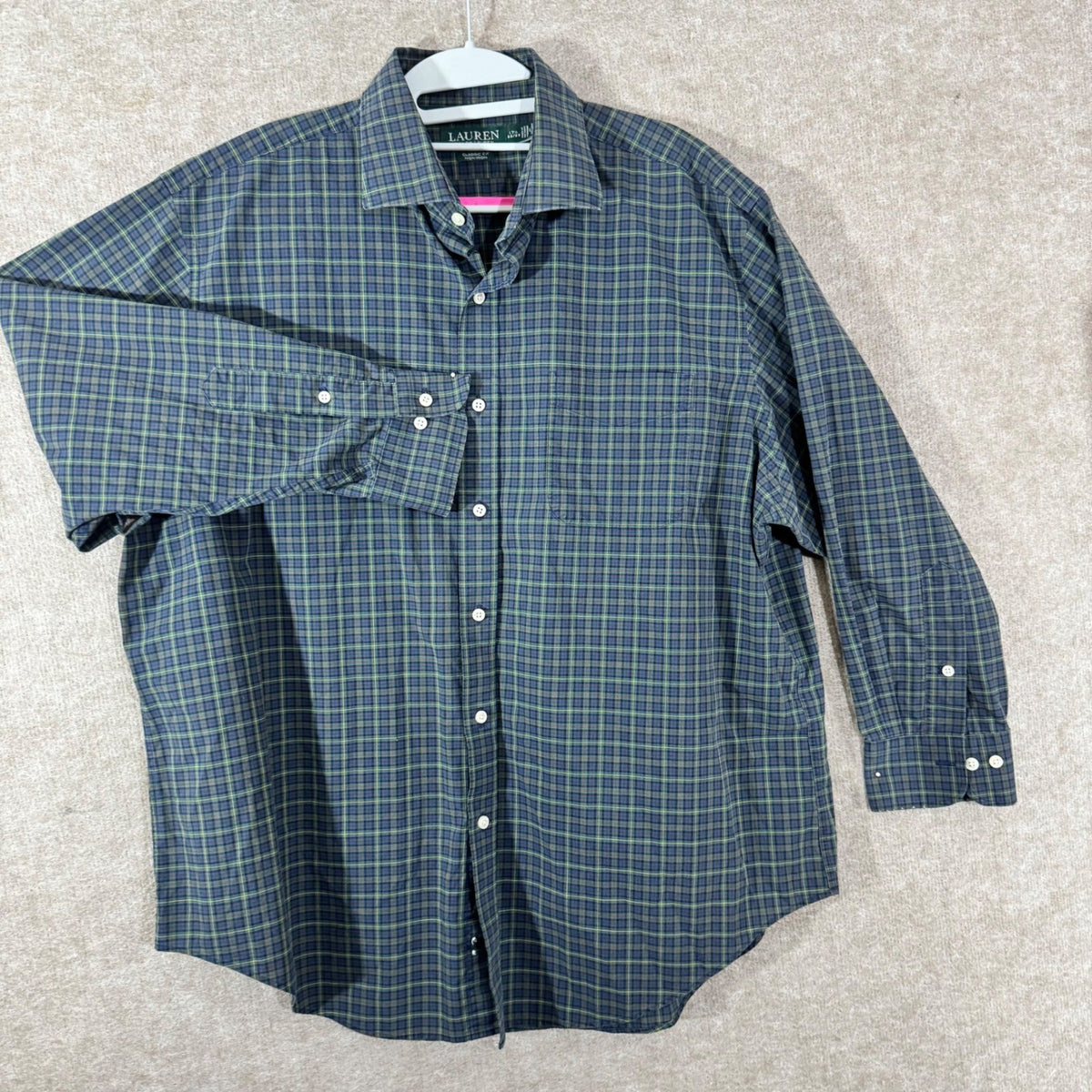 Lauren Ralph Lauren Blackwatch Plaid Men 17.5 32/33 Classic Fit Button Down lS