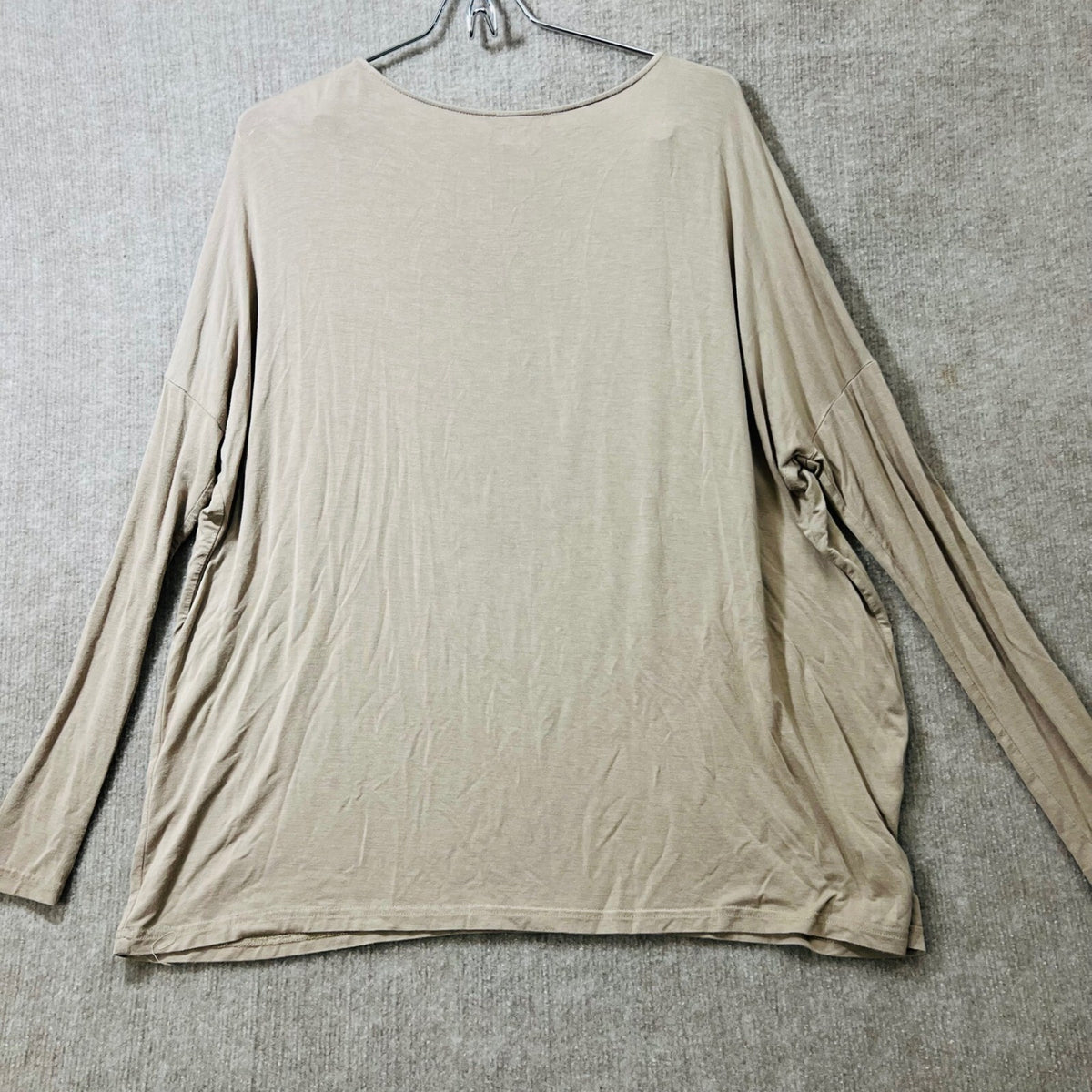 Chelsea Theodore Beige Bamboo Spandex Long Sleeve Oversized Top XS