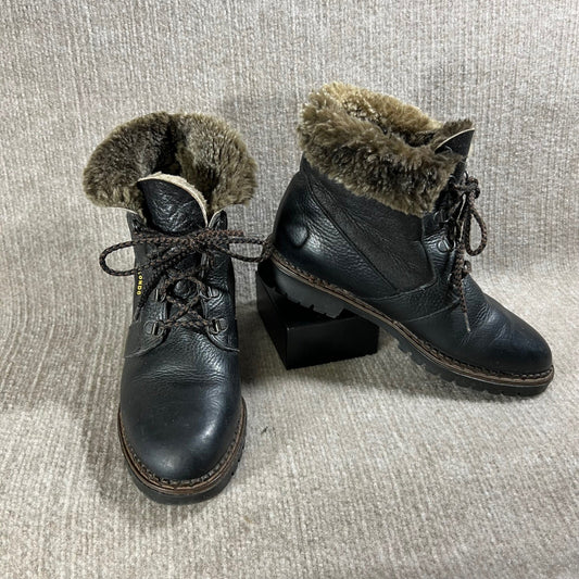 Vintage Blondo Canada Leather Faux Fur Cuff Lace-Up Winter Lug Boots Women 8.5
