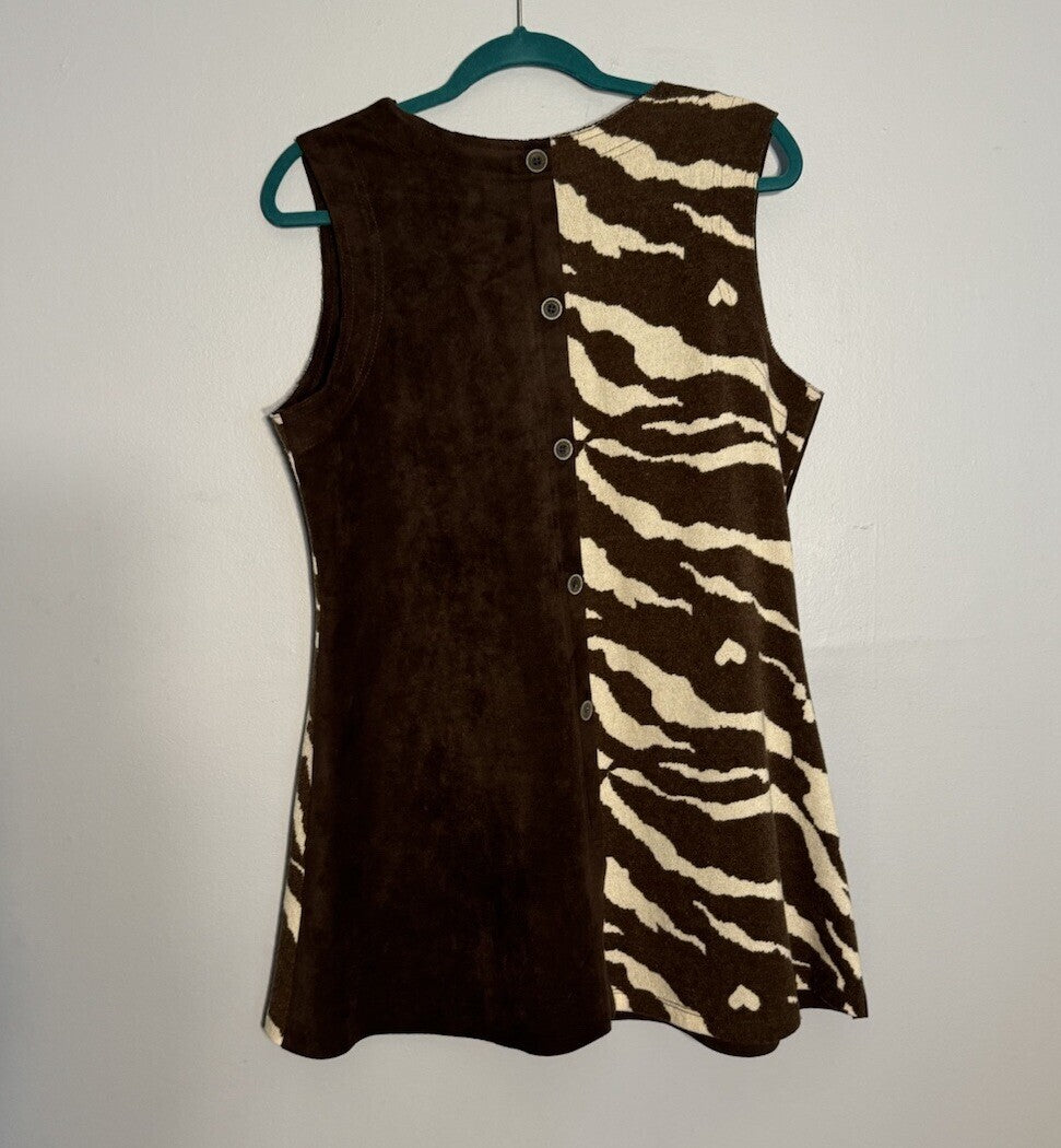 IC by Connie k Sz L Textured Color Block Longline Button Vest Lagenlook USA