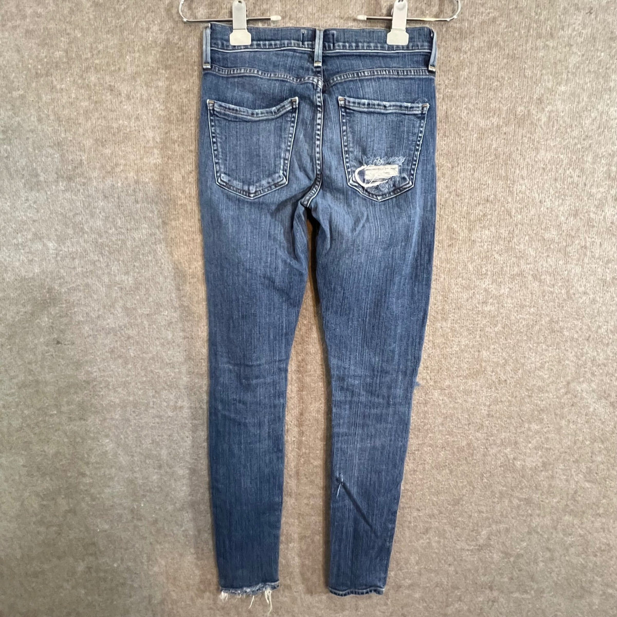 AGOLDE Distressed Skinny Jeans Womens 25 Blue Denim Ripped Raw Hem Streetwear