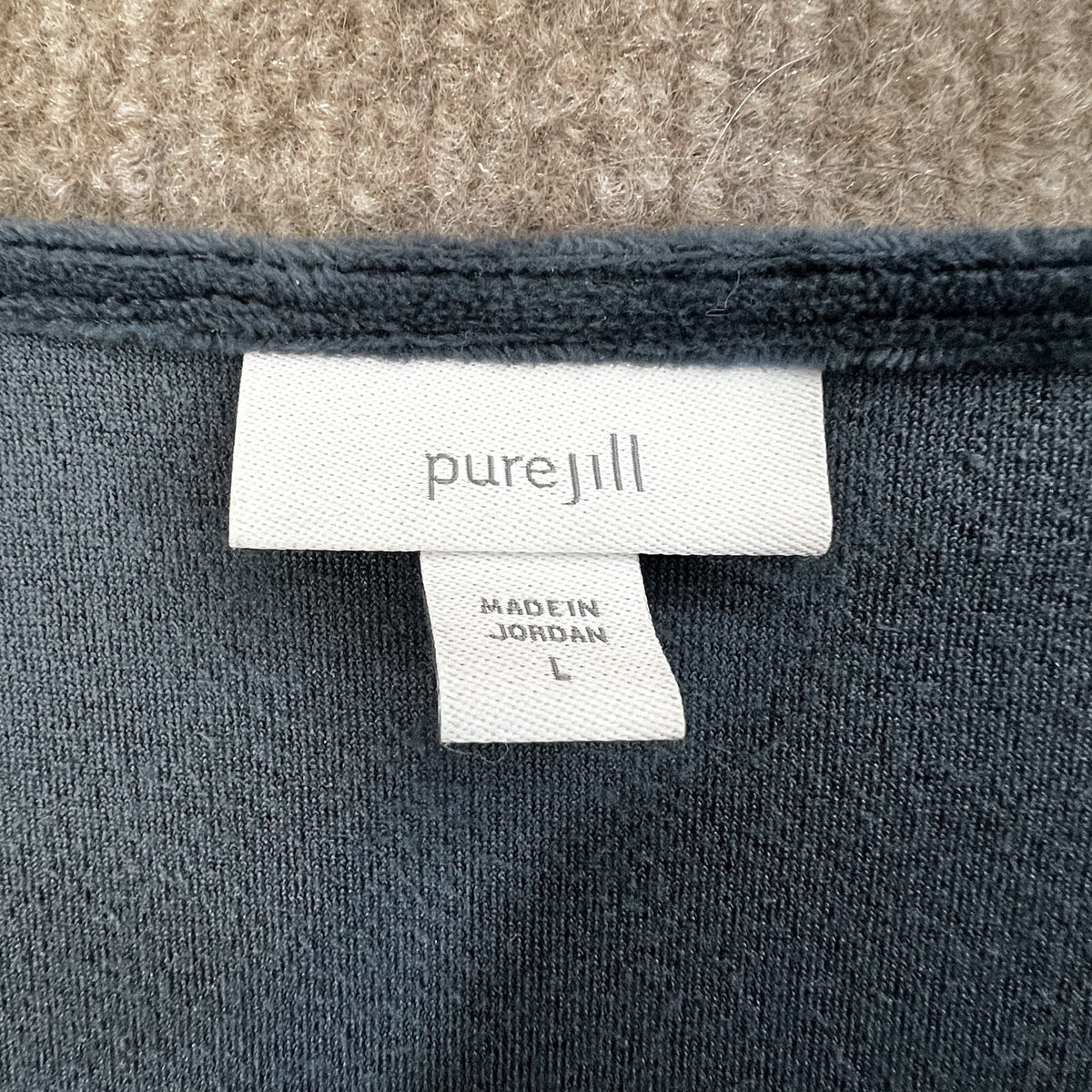 PureJill Blue Slate Velour V-Neck Long-Lined Tunic Top Oversized Sz Large