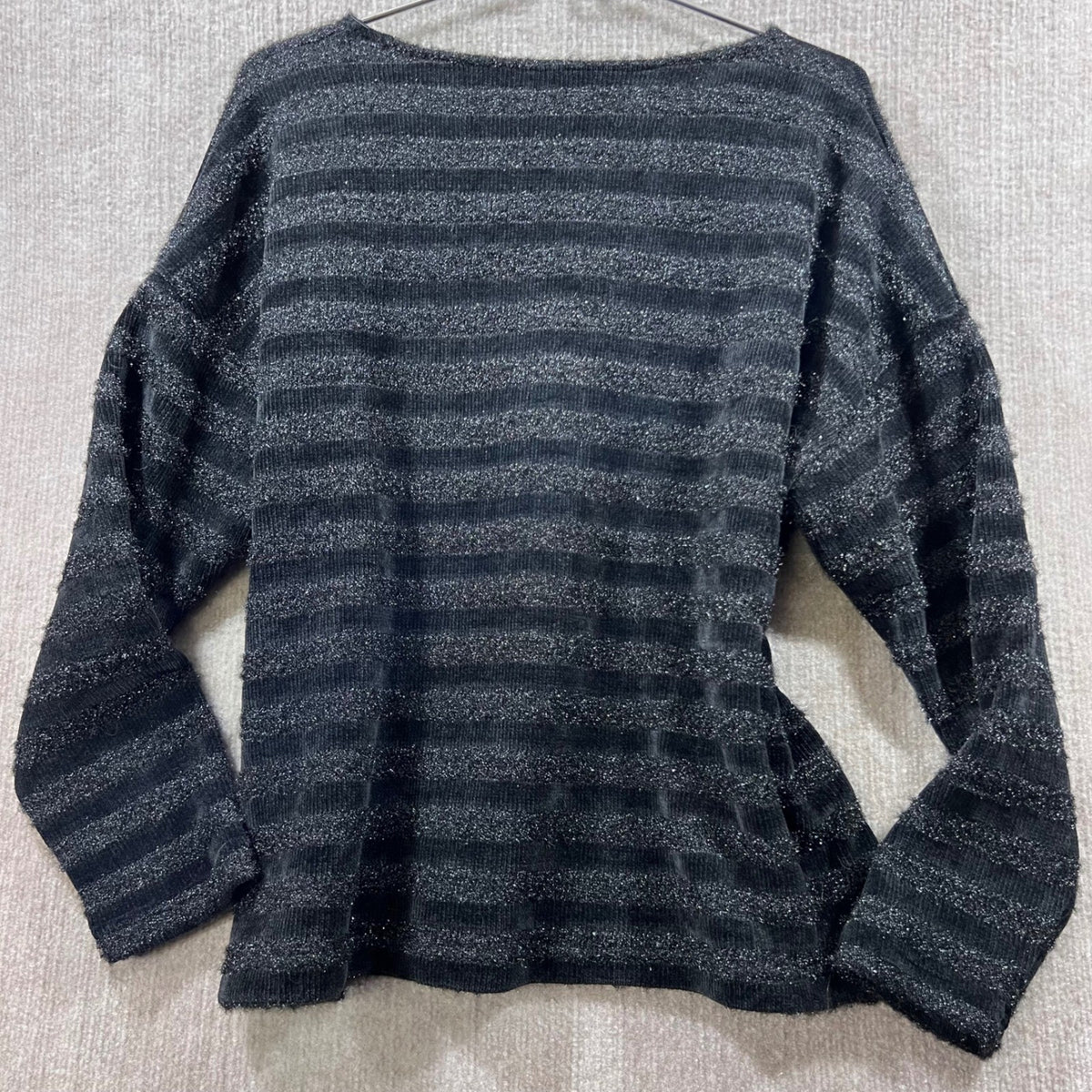 Sadie & Sage Anthropologie Glitter Stripe V Neck Sweater Top Large