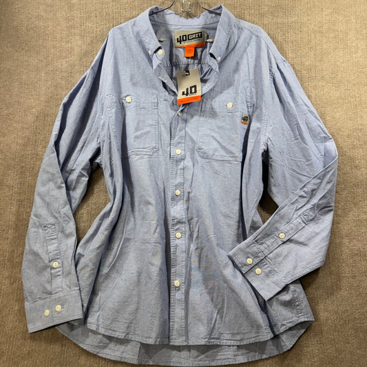 40 Grit by Duluth Trading Co Standard Fit Long Sleeve Button Up Shirt Blue 2XL