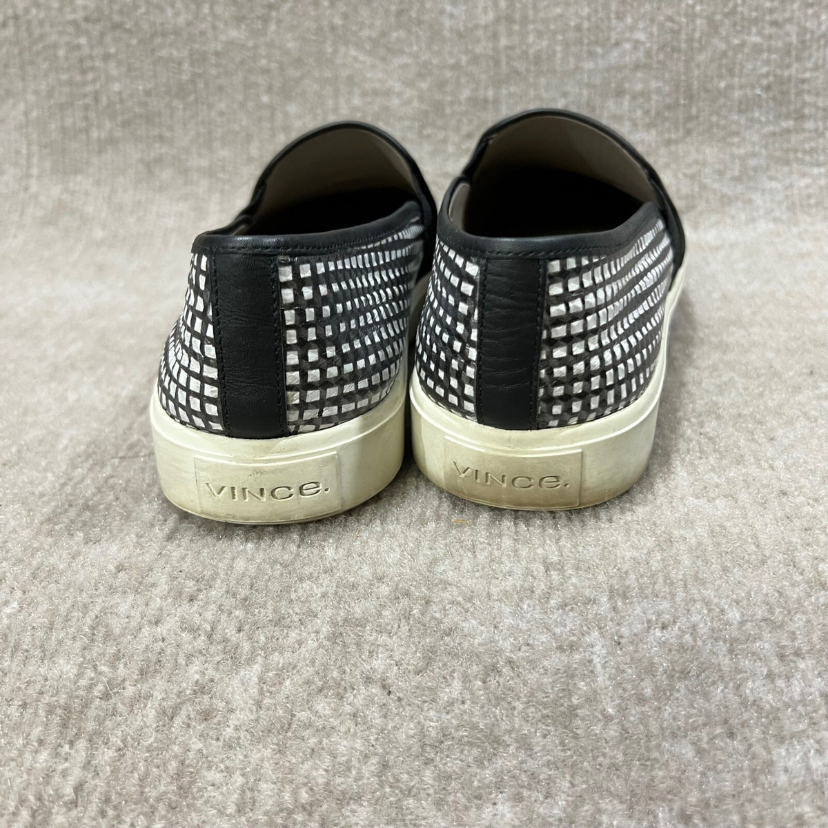 Vince Black White Checkered Slip On Sneakers Women's US 7.5 EUR 37.5 Platform