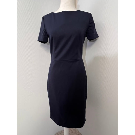 Theory Women's Navy Blue Short Sleeve Sheath Dress Size 4 Career