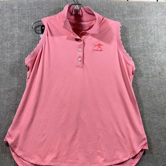 Peter Millar Womens XL Sleeveless Polo Shirt Keeneland Embroidered Pink Golf