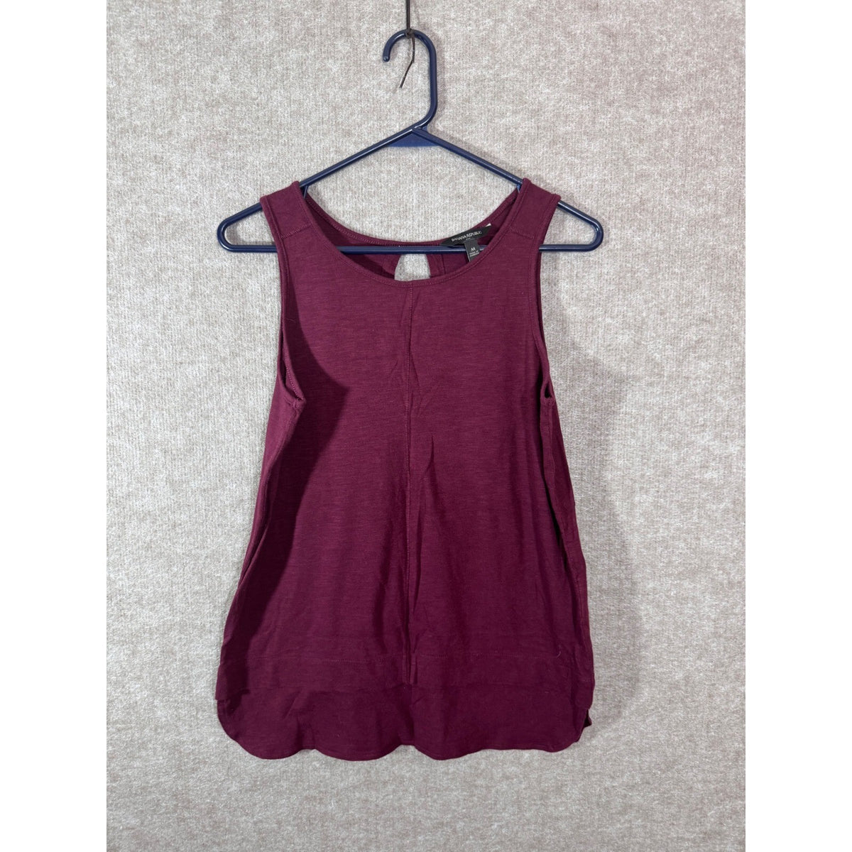 Banana Republic Tank Top Women M Maroon Keyhole Back Cotton Modal Minimalist