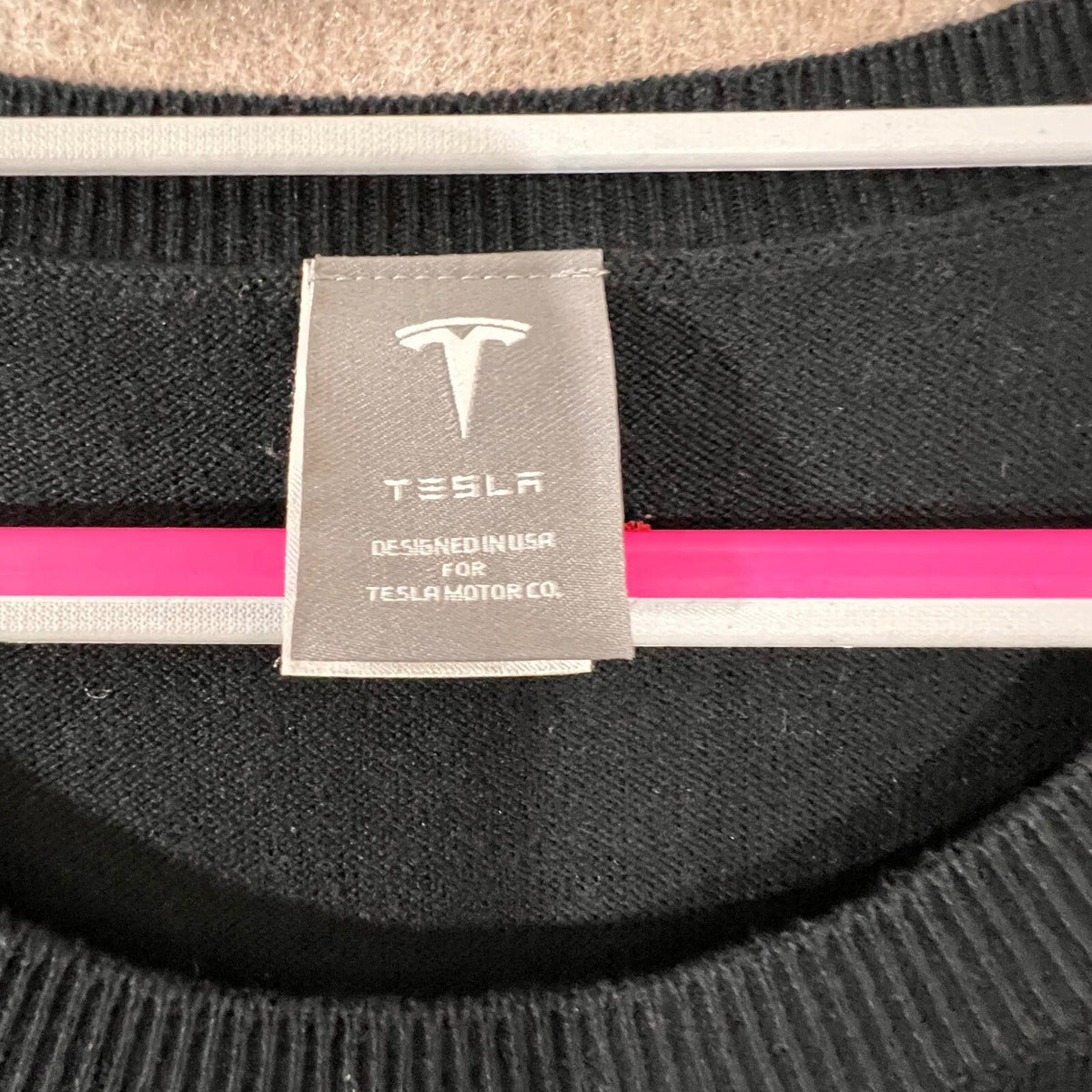 Tesla Sweater Ladies Medium Black 3/4 Sleeve Knit Minimalist Corporate