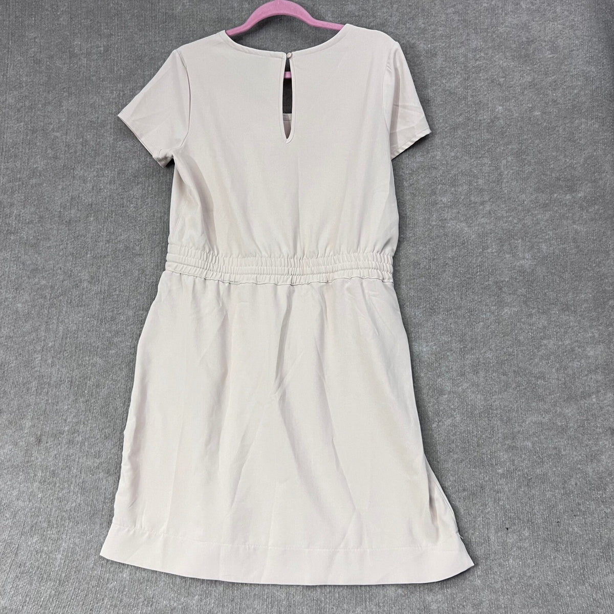 32 Degrees Cool Beige Drawstring Waist Short Sleeve Casual Dress - M