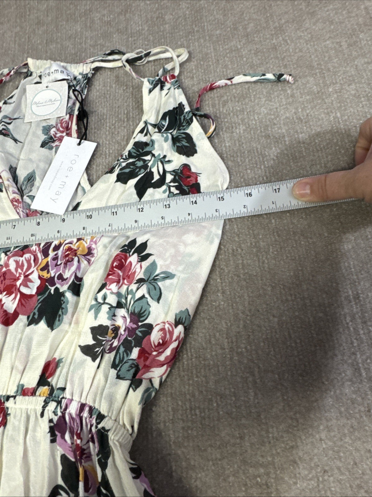 Roe & May NWT Bright Floral Open Tie Back Wide Leg Jumpsuit Garden Party