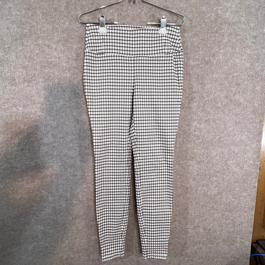 Worthington Skinny Pants Women 8 Plaid Gingham Check Brown Blue Stretch Workwear