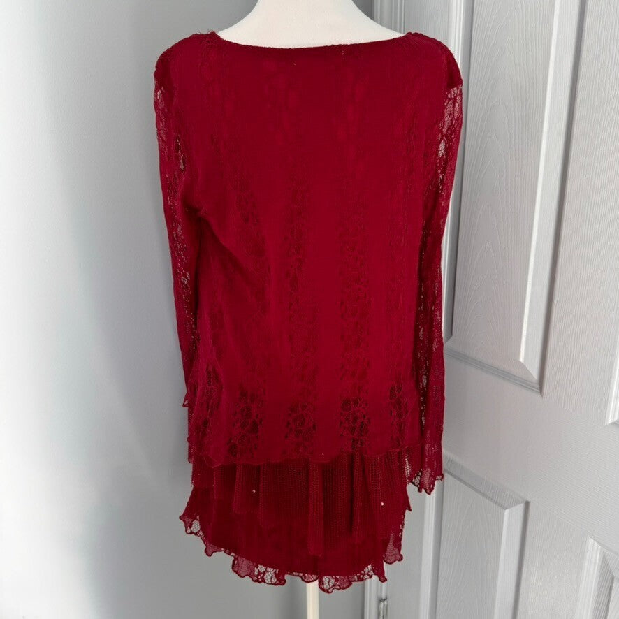 Indigo Soul Sz M Red Lace Mini Dress