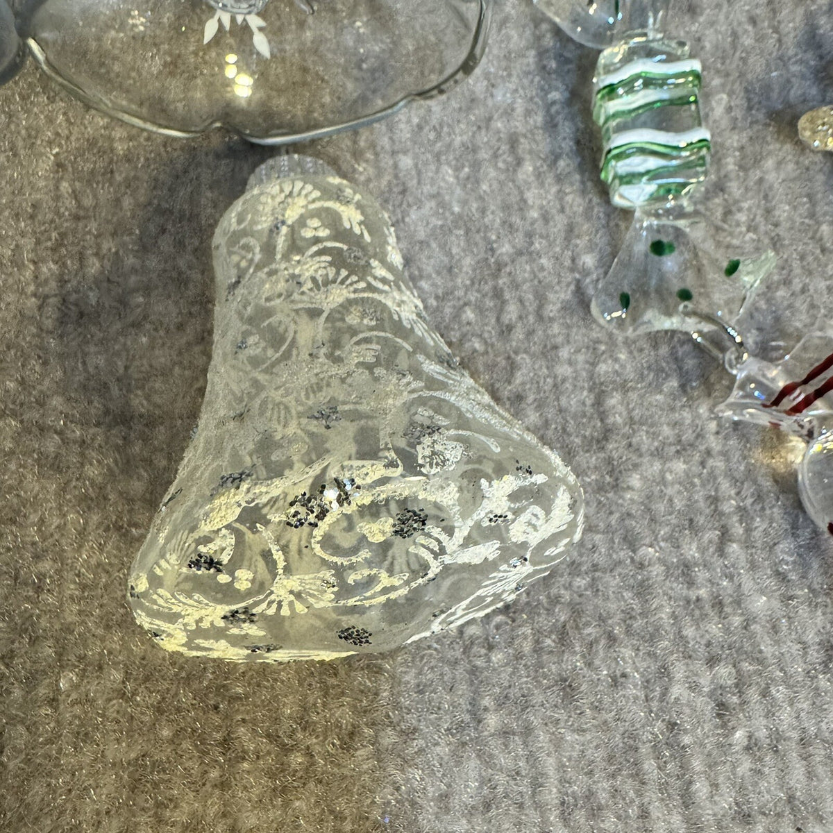 Vintage Clear Glass Bells with Glass Art Clappers, golf bag, Candy,  Ornaments