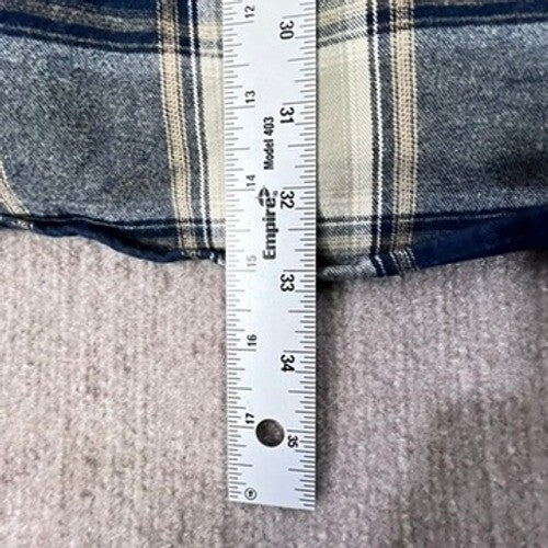 Work n Sport Plaid Flannel Shirt Mens LT Long Sleeve Western Style Blue