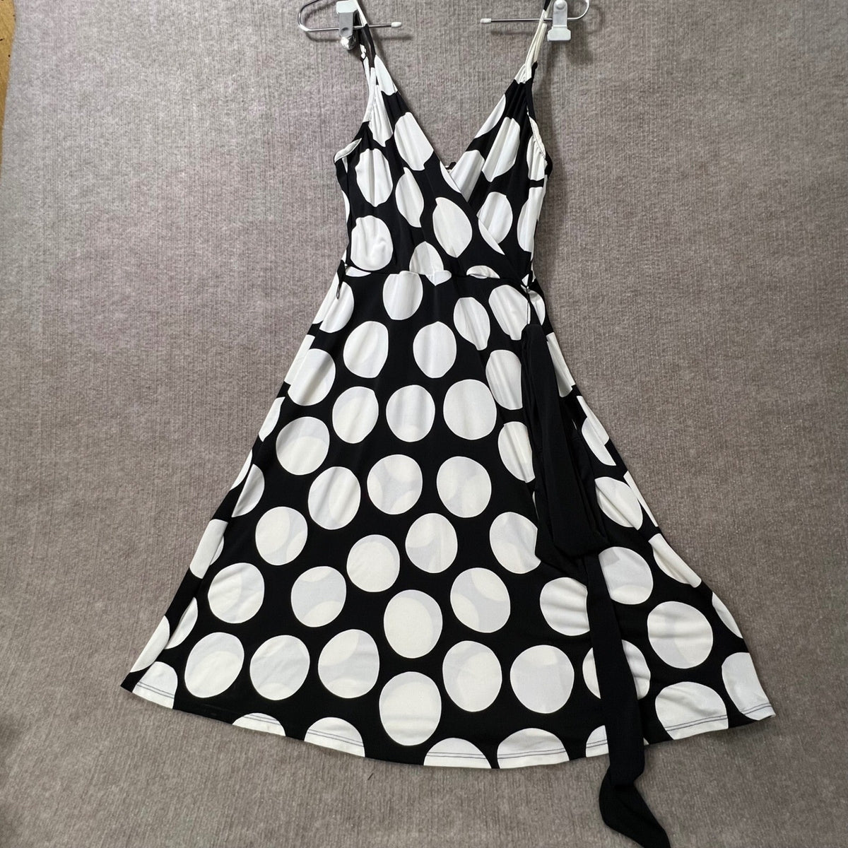 Merona Black White Polka Dot Wrap Dress Midi Spaghetti Strap