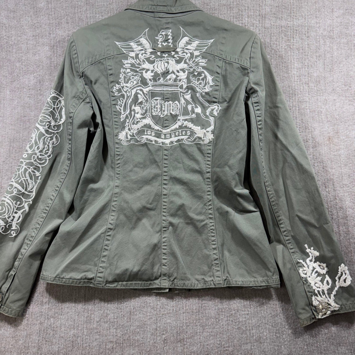 Johnny Was Los Angeles Women's Embroidered Blazer Jacket  S/M Crest Rose Accent