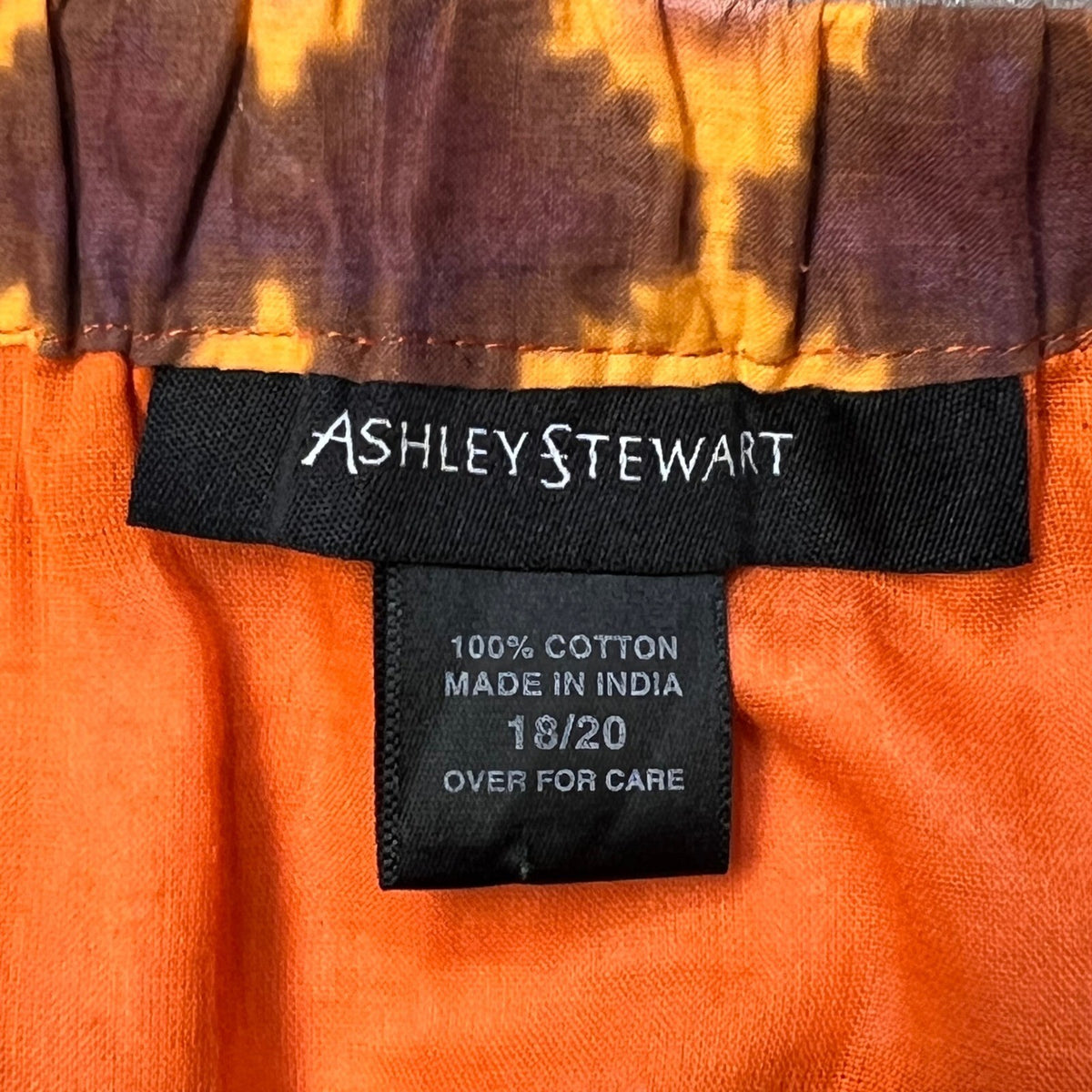 Ashley Stewart Maxi Skirt Womens 18/20 Cotton Boho Bohemian Orange Multicolor