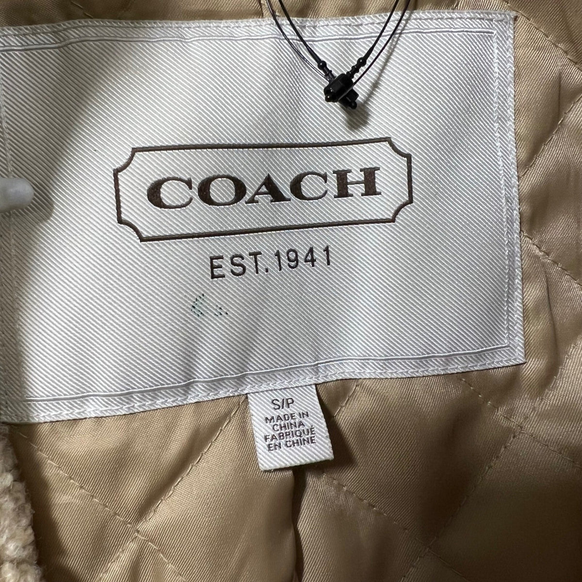 COACH Suede Biker Jacket Sherpa Lined Moto Taupe Quilted Size S No Belt