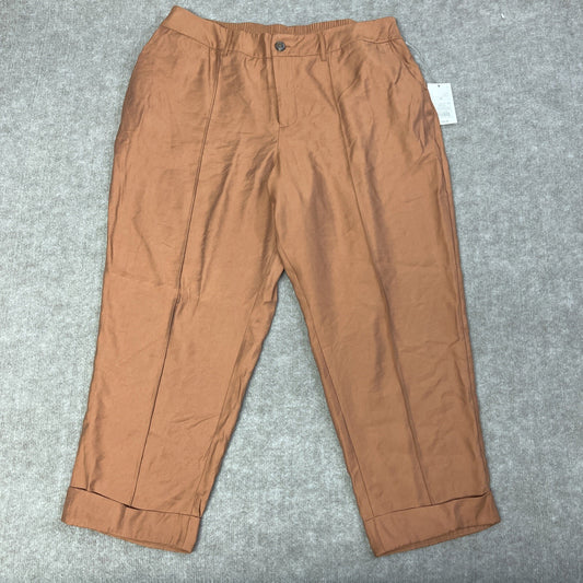 NWT High-rise Slim Straight Leg Pintuck Ankle Pants Brown 18 New Day Preppy