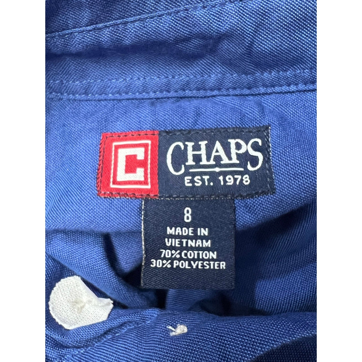 Chaps Boys Button Down Shirt Size 8 Blue Long Sleeve Casual Top