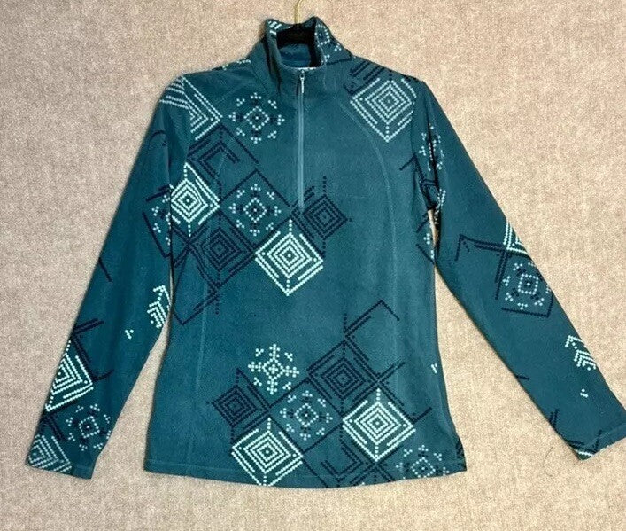 Columbia Women's Med Fleece 1/4 zip Blue Diamonds