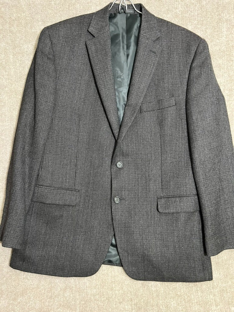 Chaps 42R Brown Jacket Gray/Brown Houndstooth Style Woolen Fabric
