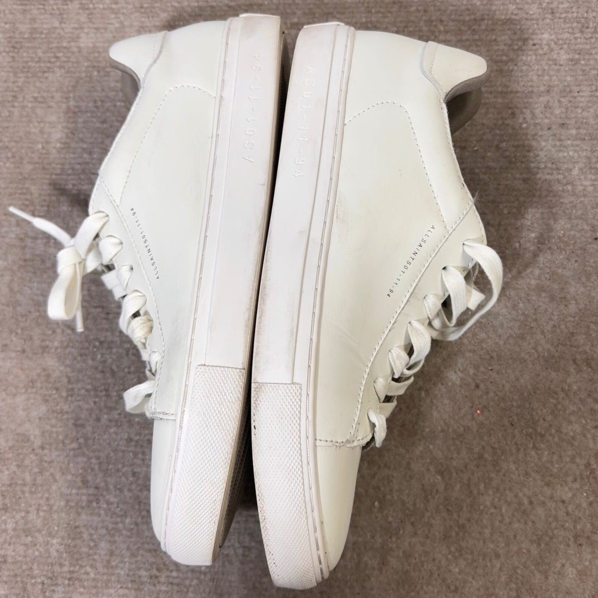 AllSaints Leather Sneakers Mens 8 White Low Top Minimalist Casual Shoes