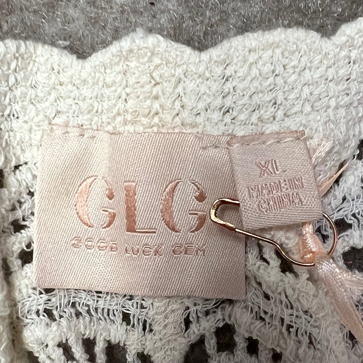 GLG Good Luck Gem Crochet Knit Button Front Cardigan Short Sleeve XL