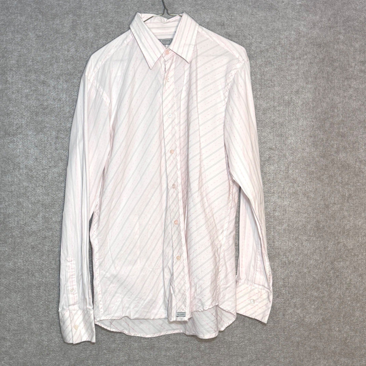 Ted Baker London Button Up Shirt Mens 3 Pink Striped Long Sleeve Cotton Preppy