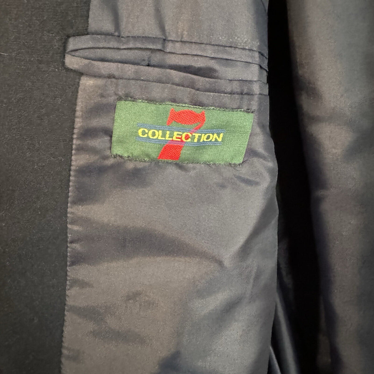 7 Collection Suit Jacket Men 46L Dark Navy Wool Ukraine Made Formal Classic