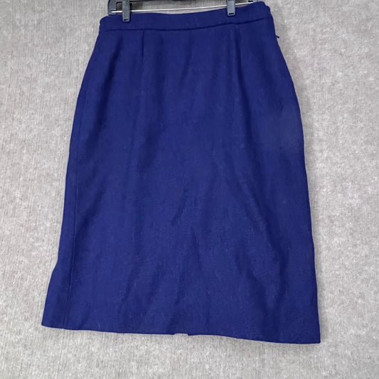 Vintage Avoca Wool Herringbone Tweed Skirt XL Purple Blue Pockets Lined Ireland