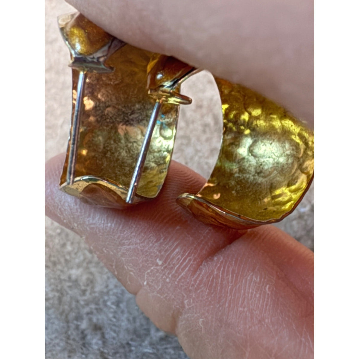 Vintage Earrings  x2 Black Enamel Gold Tone Teardrop Hoop Lot
