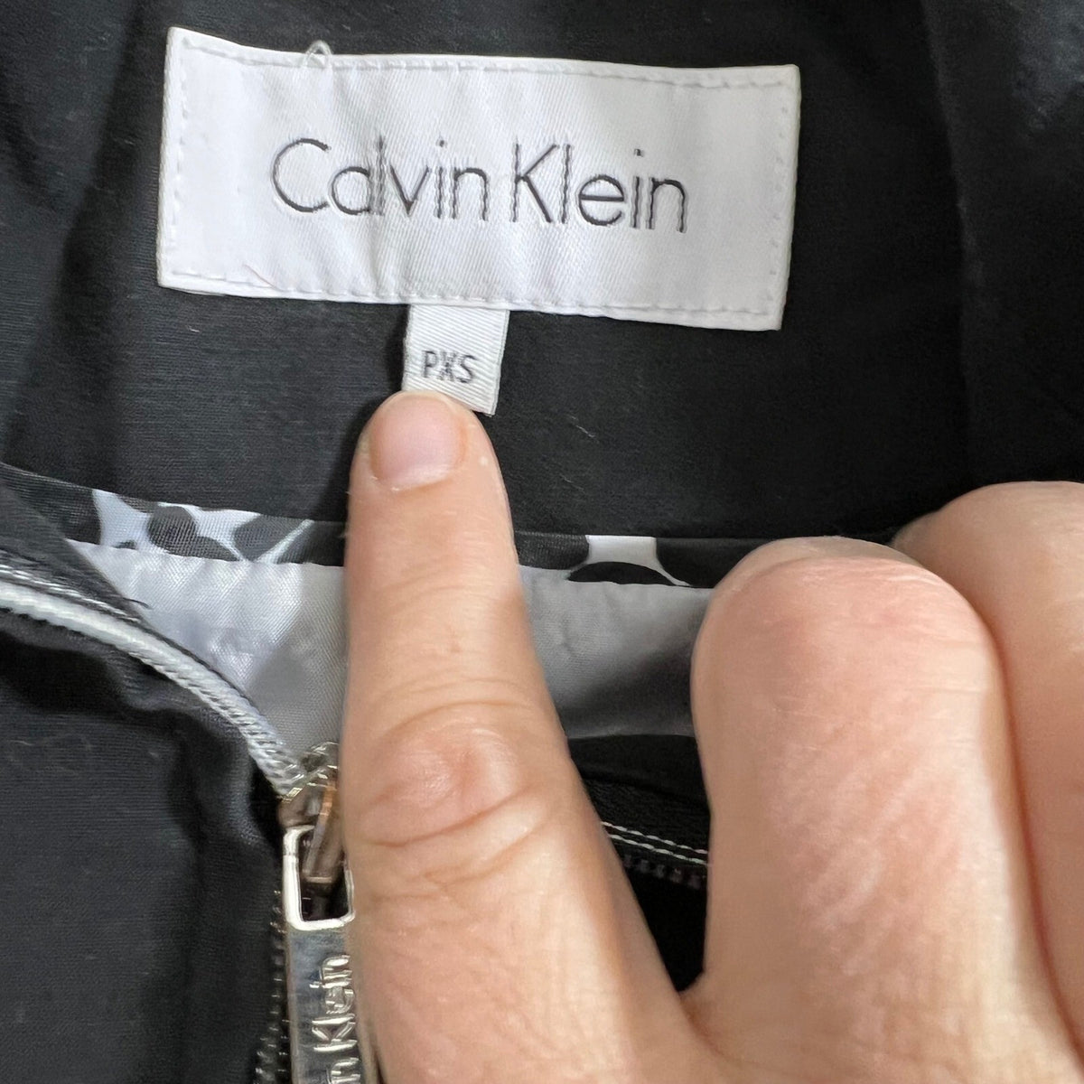 Calvin Klein Jacket Petite XS Black Full Zip Collared 97% Cotton Stretch