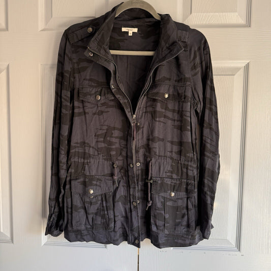 Maurice's Sz M Animal Print Drawstring Waist Military Style Chore Coat Jacket