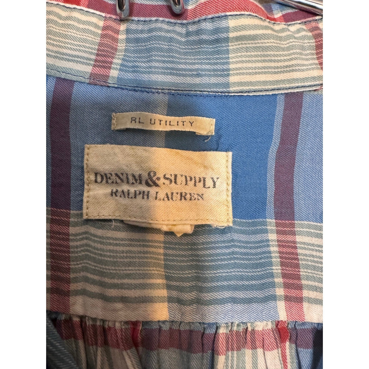 Denim & Supply Ralph Lauren Plaid Shirt Womens Large Blue Utility Workwear