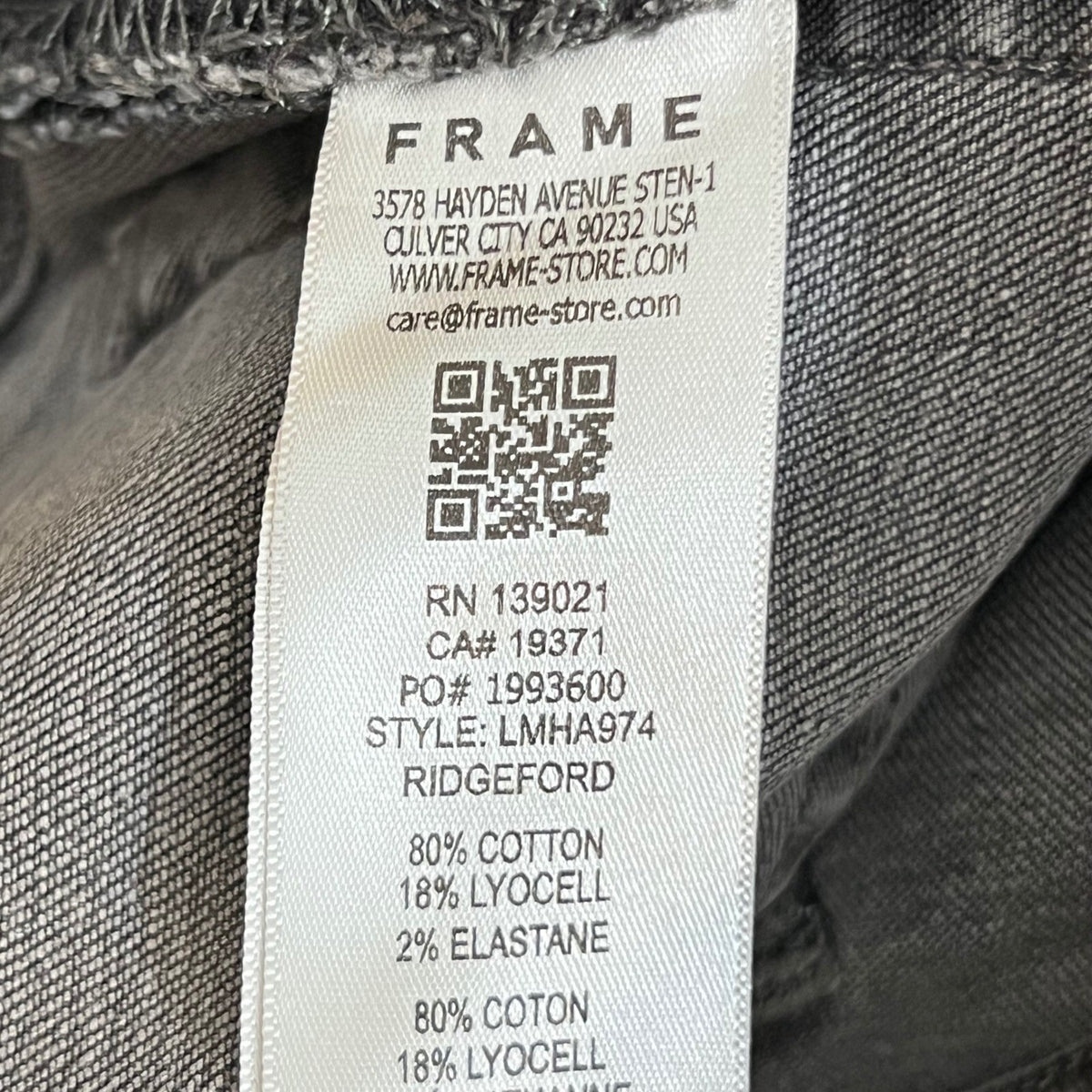 FRAME LHomme Slim Fit Jeans Mens 31x28 Ridgeford Gray Denim Stretch Casual