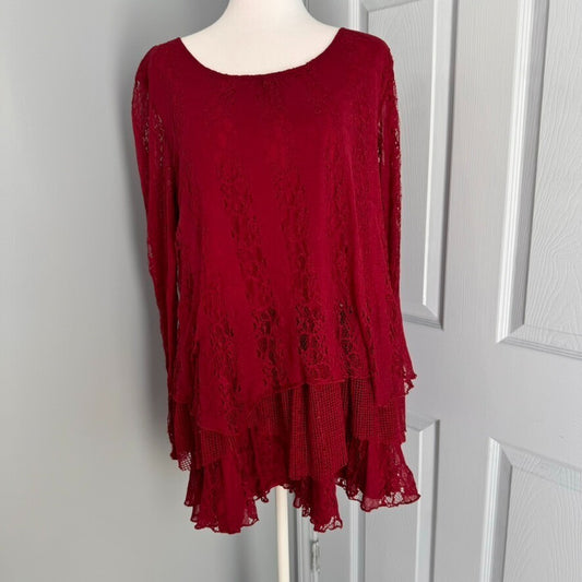 Indigo Soul Sz M Red Lace Mini Dress
