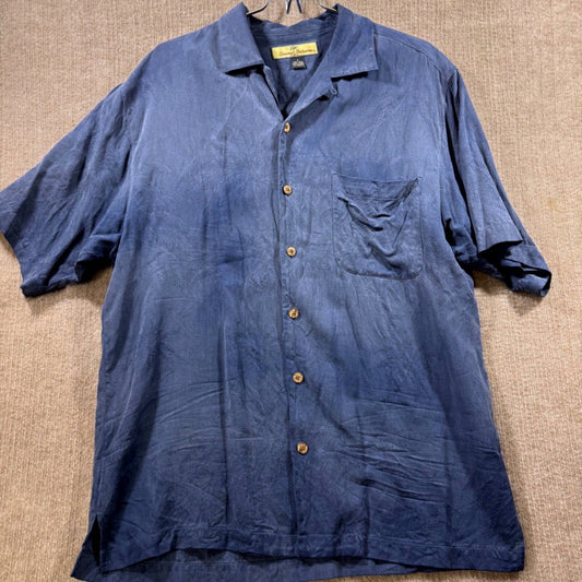 Tommy Bahama Silk Short Sleeve Button Up Shirt Blue Relax Mens Size S