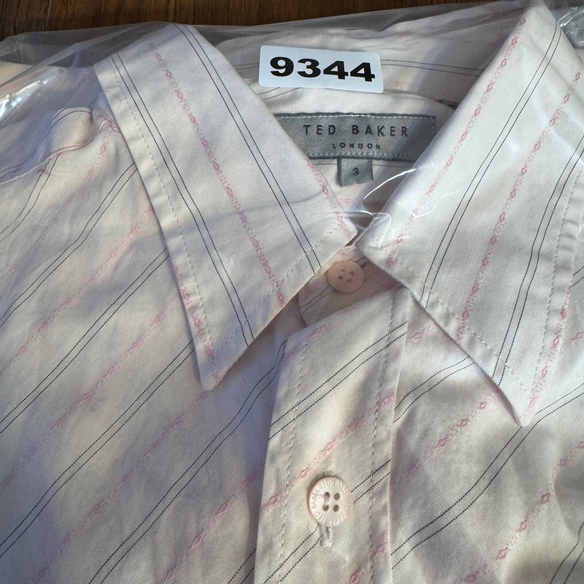 Ted Baker London Button Up Shirt Mens 3 Pink Striped Long Sleeve Cotton Preppy