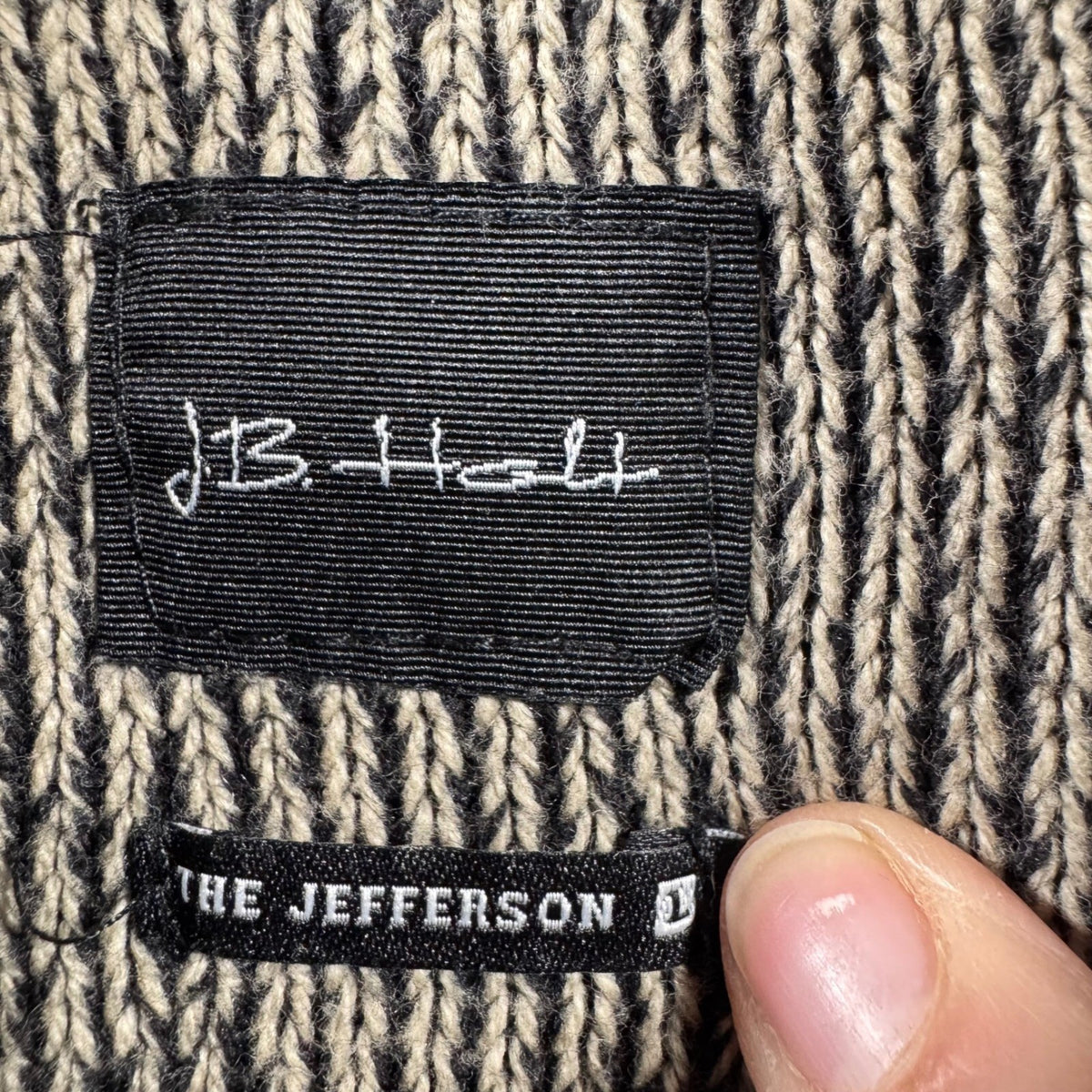 JB Holt Jefferson Shawl Collar Pullover Anorak Sweater Mens Large Black Tan