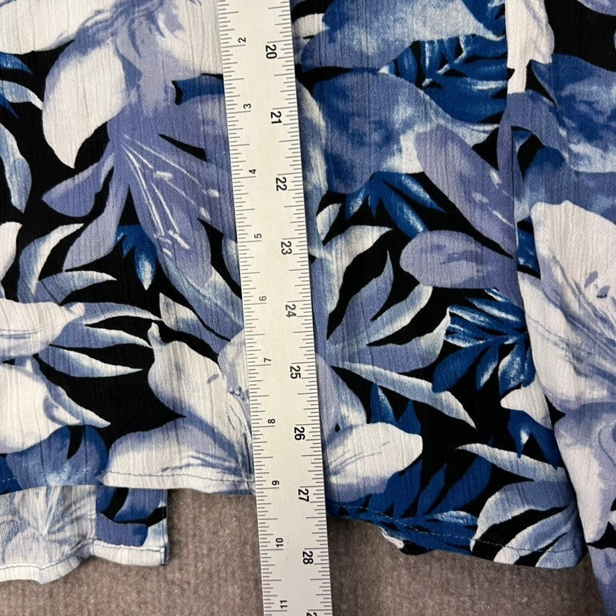 Drapers & Damon's 2X Floral Print Rayon Button Down Long Sleeve Blouse