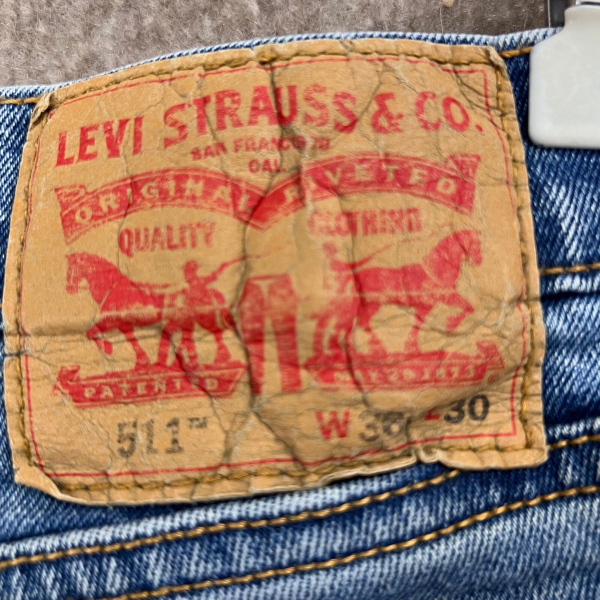 Levis 511 Slim Fit Jeans Mens W30 L30 Light Wash Denim Distressed